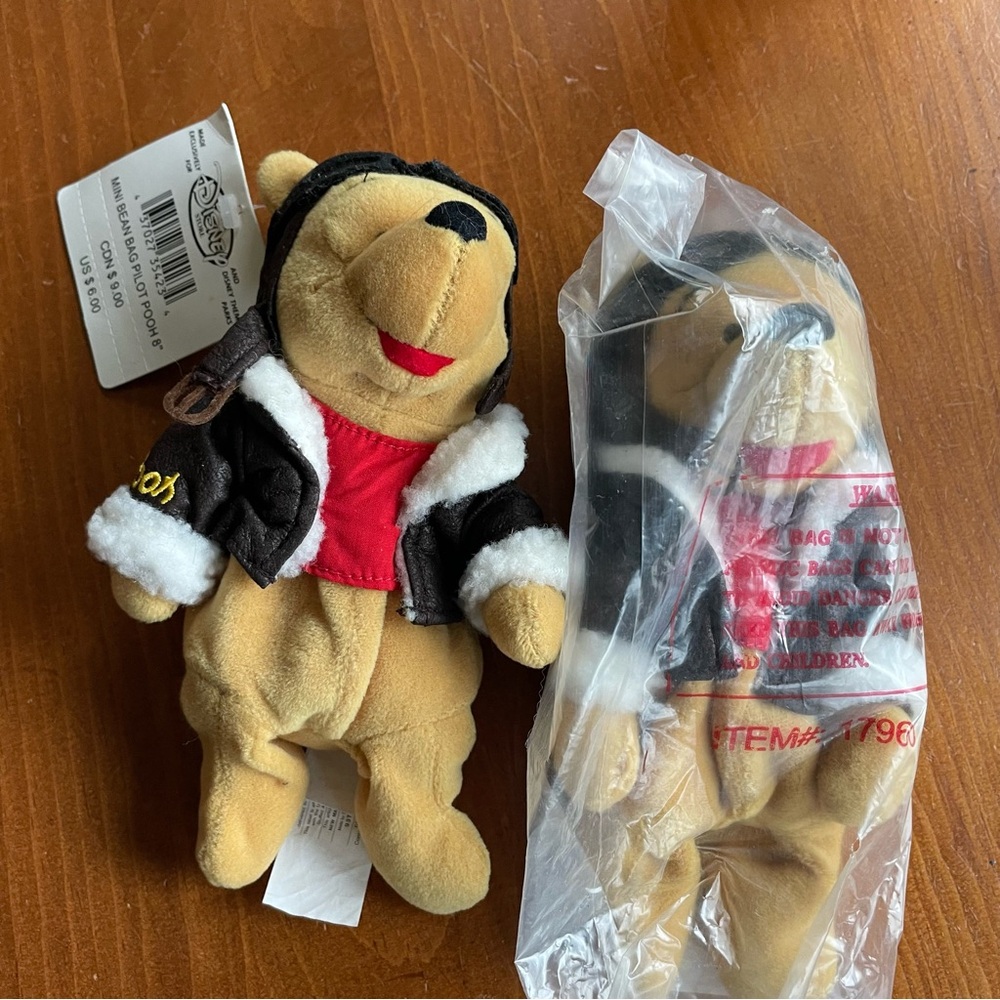 Two Pooh Pilot Aviator 8” Plush -Vintage Collectible - Pilots Flyers